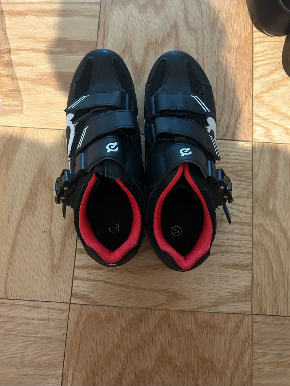 Peloton Black Cycling Shoes with Red Lining